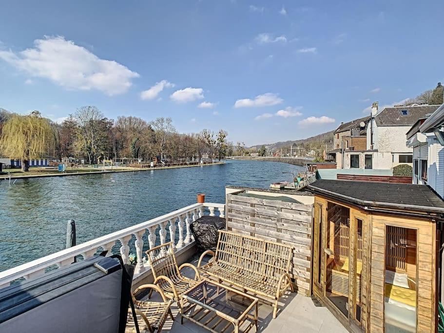 Vue Sur Meuse Avec Jacuzzi Et Sauna Exterieur. Yvoir Exteriér fotografie